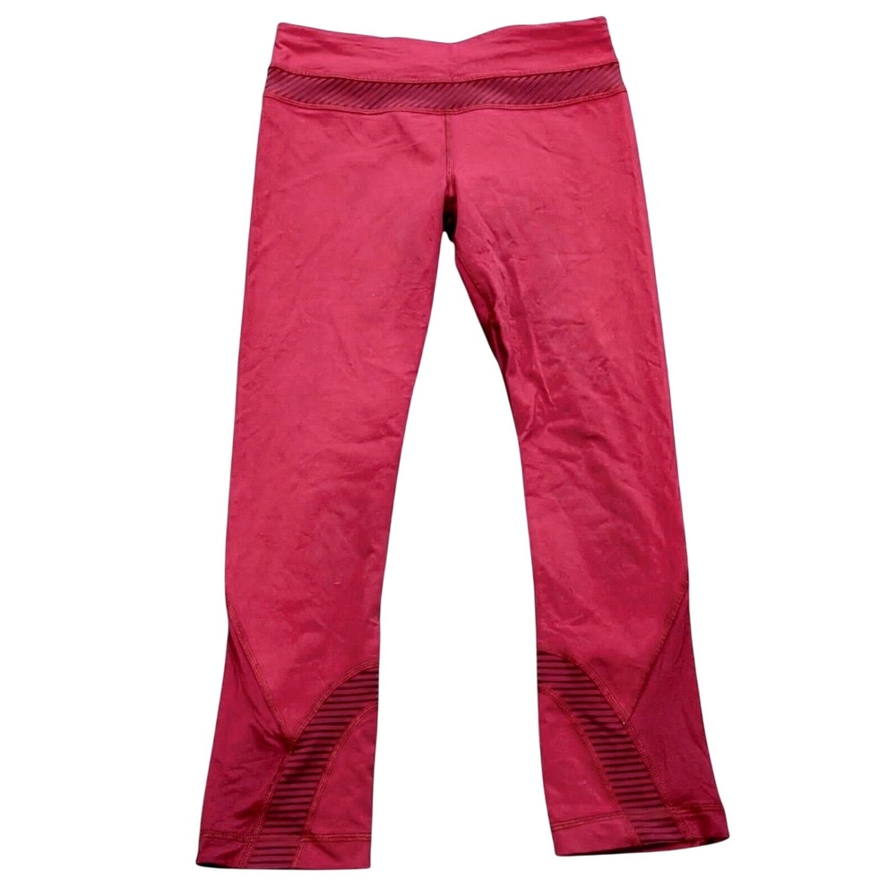 Lululemon Run Inspire Crop II Leggings SIZE 4 Raspberry Pink Mesh Pockets Barbie